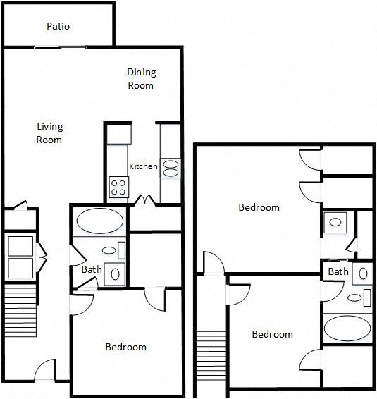 3 Bed / 2 Bath Townhome Floor Plan 11